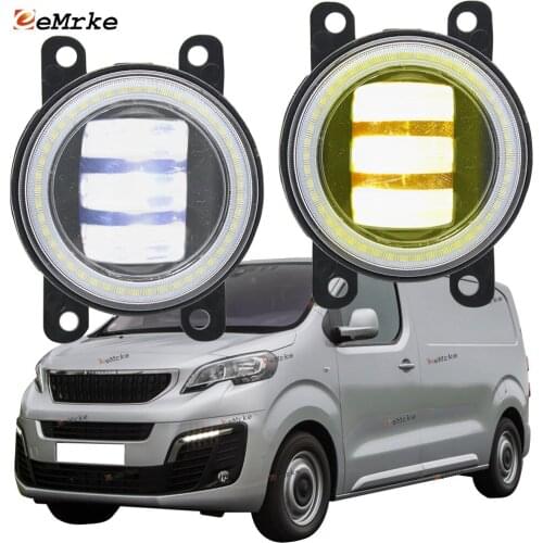 2X Led Angel Eye DRL for Peugeot Partner Expert V/Traveller V_ Rifter 2018 2019 LED Fog Lights Lamp Lens Daytime Running Light