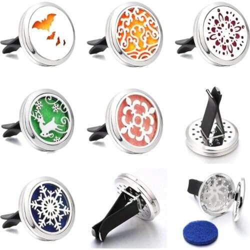 Perfume Jewelry Car Air Diffuser Stainless Steel Vent Freshener Car Essential Oil Diffuser Aromatherapy Open Locket Gift
