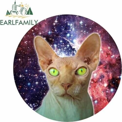 EARLFAMILY 13cm x 12.9cm for Sphynx Space Cat Automotive Personality Creative Stickers Car Accessories Fashion Car Decals
