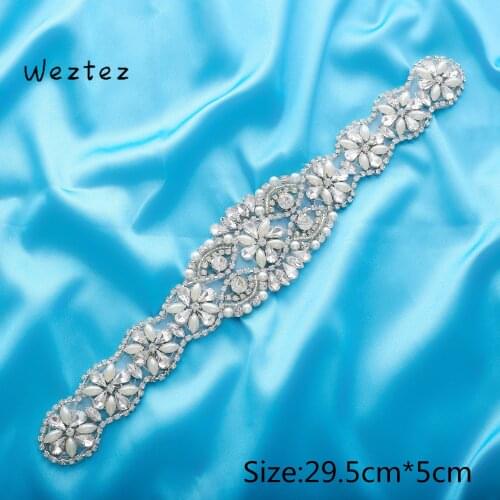 Crystal Bridal Patch Stone Belt Wedding Dresses Applique Rhinestone Sash Accessory Hand DIY Garment Sew On S130