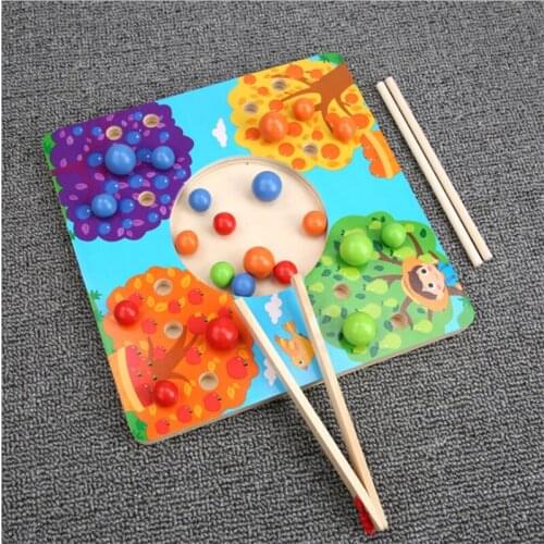 Montessori toys childrens educational wooden childrens educational toys chopsticks bead clip ball color game 3-6 years old