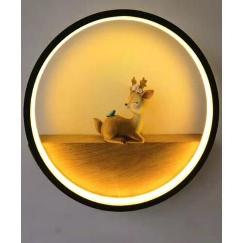 European-style personality modern minimalist creative deer lighting round living room background wall bedroom wall lamp MJ1125