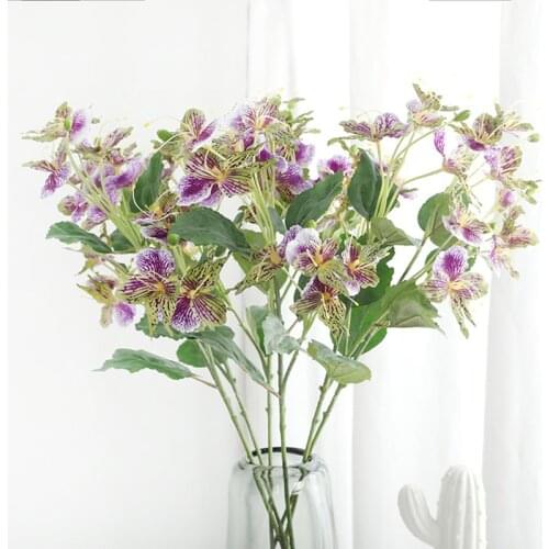 Artificial Pansy Flowers Plants Home Office Wedding Decor Butterfly Silk Orchid Flower Floral DIY Arrangement