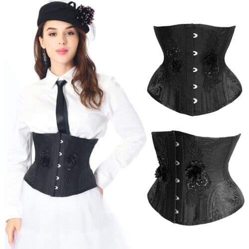 Slimming Sheath Belly Waste Trainer for Women Corset Cincher Postpartum Girdles Steel Boned Embroidery Underbust Bustier Top Wai