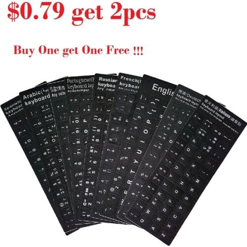 Buy 1 get 2pcs Stickers Multi Languages Keyboard Sticker Russian Arabic Hebrew Spanish Keybaord Cover Notebook Laptop Keyboard