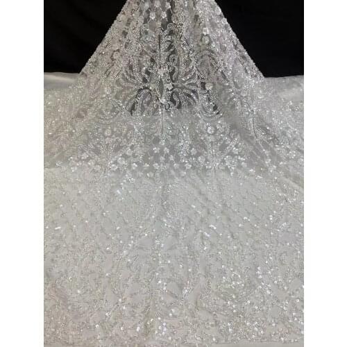 Hot-selling exquisite bead tube sequin laminated white wedding dress embroidery, suitable for wedding dress/ax