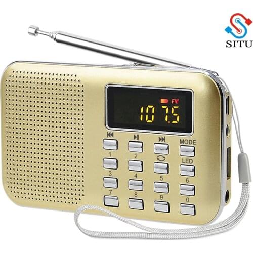 Mini L-218 Digital LCD MP3 Radio Speaker Player Support TF Card USB with LED Flashlight Function Portable Radio FM & AM Speaker