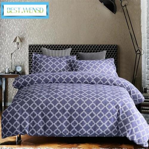 3d Geometric Pattern Soft Comfortable Home Textile Bedding Include Quilt Cover+ Pillowcase -Blue Grey Purple Bed Set King Queen