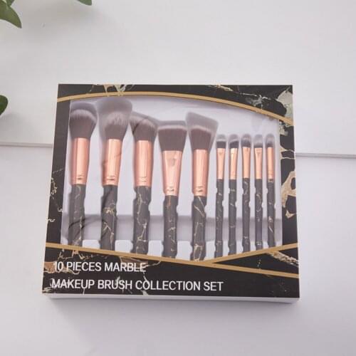 10 pcs Marble Makeup Brushes Set Synthetic Bristle for Face Powder Foundation Blush Blending Eye Shadow Concealer Tools