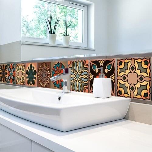 Wall Moroccan Style Geometric Symmetry Tile Sticker DIY Kitchen Home Decal Decor Wall Decals Tile Stickers Indoor Decoration