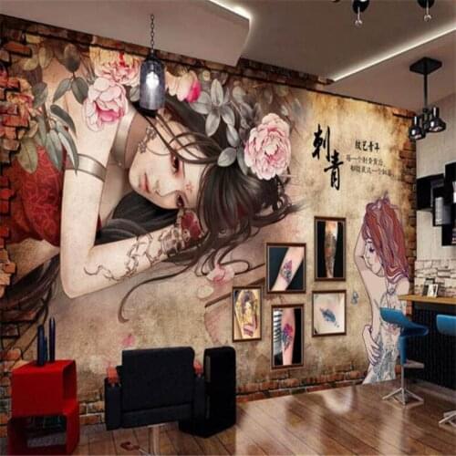 Beibehang Custom mural wallpaper wall colorful personality tattoo tattoo beauty photo decoration bar background papel de parede