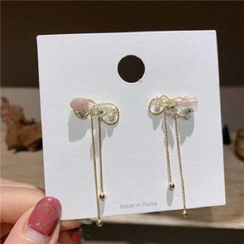 ZDMXJL 2021 New Arrival Womens Earrings Fine Sweet Bowknot Tassels Earrings For Women Girl Party Jewelry Gifts Drop-shipping