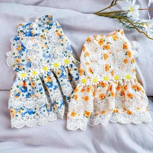 Princess Girl Dog Clothes Pet Cat Clothing Spring Summer Dog Dress Floral Puppy-clothes Chihuahua Yorkshire Elegant Cat Skirts