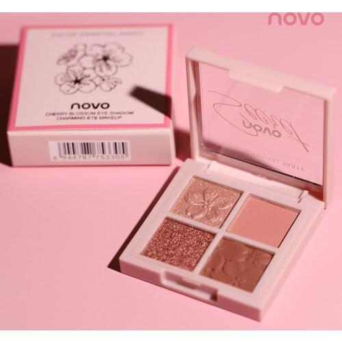 Pallete Makeup Novo Four-color Eye Shadow Matte Pearlescent Sequins Waterproof and Sweat-proof Lasting Color