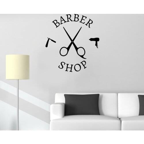 Barbershop Barber Tools Vinyl Wall Stickers Hair Beauty Hairdresser Wall Sticker Available In Different Sizes Mural SA269