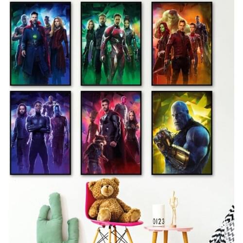 The Avengers Infinity War Movie Posters And Prints Thanos With Superheroes Marvel Comic Canvas Paintings On Wall Art Pictures