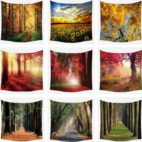 Psychedelic Tapestries Watercolor Green Forest Landscape Wall Hanging Couches Love Home Decoration Bedspreads