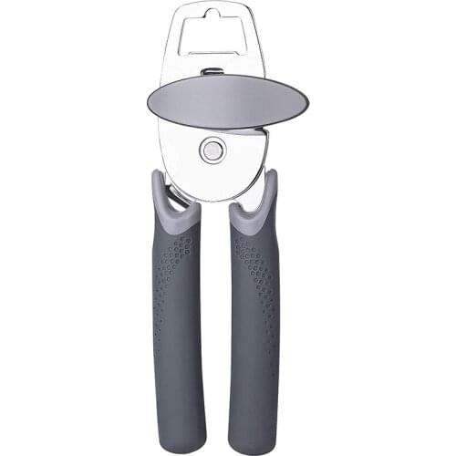 Can Opener Handheld, 3 in 1 Manual Can Opener Multifunctional Heavy Duty Handheld Can Openers with Comfy Grip, Gray
