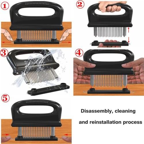 Stainless Steel Meat Tenderizer Meat Broken Steak Pork Prongs Cooking Tool-48 Needle