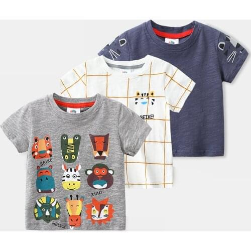 2021 Summer Novelty New 2 3 4 5 6 8 9 10 Years ChildrenS Clothing Cotton Tees Cartoon Animal Short Sleeve T-Shirt For Kids Boy