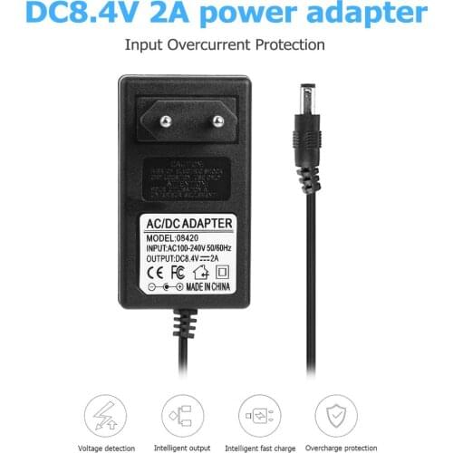 DC 8.4V 1A/4.2V 1A/21V 2A/16.8V 1A/8.4V 2A 18650 Lithium Battery Charger Adapters DC5.5*2.1mm Plug Power Charging Adapter