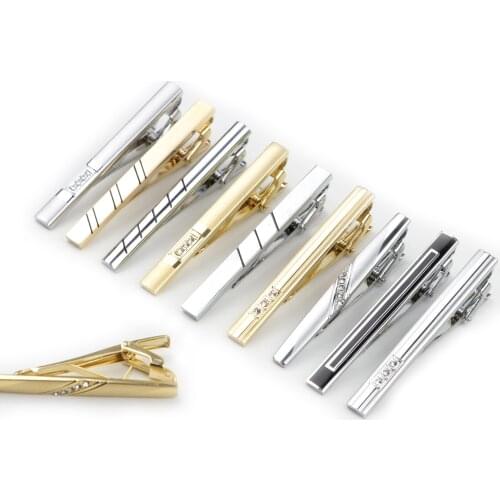 Tie Clip Classic Trendy Men Black Jewel Metal Male Business Banquet Bar Necktie Clips Clasp Glass Metal Gift