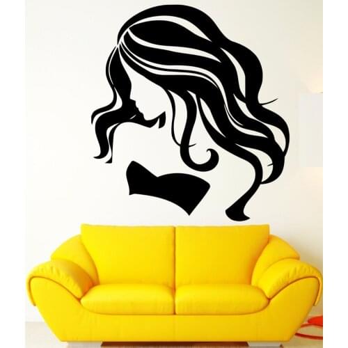 Beautiful Girl Salon Wall Decals Sexy Woman Vinyl Art Mural Girls Bedroom Living Room Interior Fallow Houseware Stickers SYY330