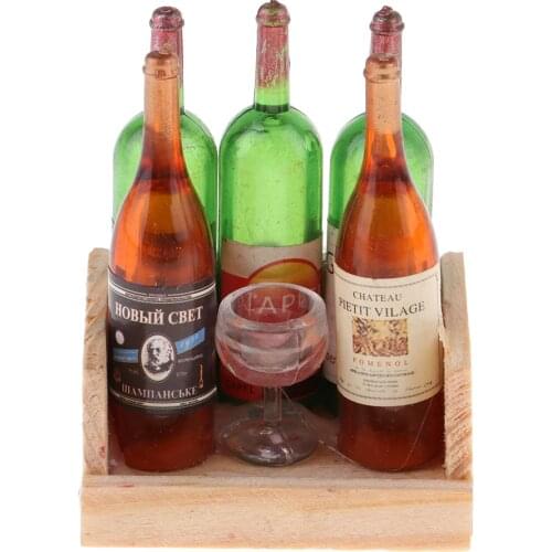 1/12 Scale Dollhouse Miniature Champagne Wine Bottles Play Food Set for Doll Bar, Kitchen, Dining Room Decor