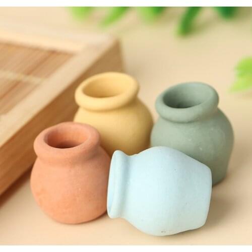 1/4pcs 1:12 Dollhouse Miniature Painted Pottery Porcelain Flower Vase Dolls House Accessories