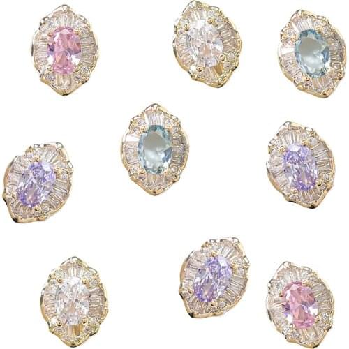 1nail stone 7*8mm Nail Oval Zircon Rhinestone Jewelry 3D Crystal Luxury Metal Diamond-Studded Handmade DIY Decorations T^^T