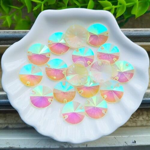 12mm 100pcs/lot Round Flatback Sew on Rhinestone 2 Holes Crystal Strass Rhinestone DIY Garment Accessories