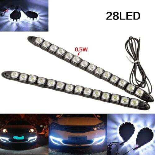 2pc Waterproof Flexible Car LED Strip Light 6000K DC 12V Led Car DRL Daytime Running Light Fog Lamp
