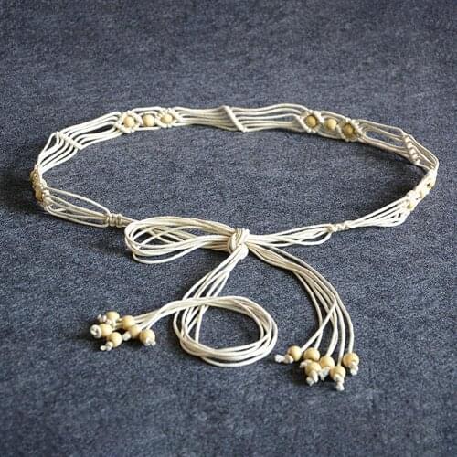 40% Dropshipping!! Bohemia Handmade Beads Braided Rope Women Waist Belt Strap Dress Slim Waistband