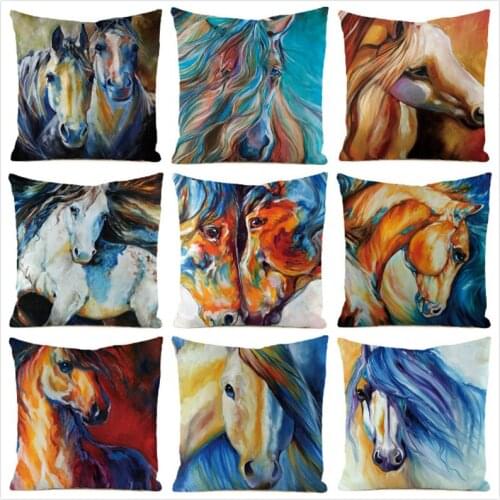45cm*45cm Beautiful Horse Inimitated Silk Fabric Throw Pillow Covers Couch Cushion Cover Home Decorative Pillows Pillow Case