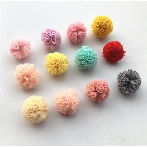 5pcs/lot 25mm Candy Color Gauze Pompom Ball Double Color Lace Pompons Bricolage Ball For Handmade Diy Hair Accessoires