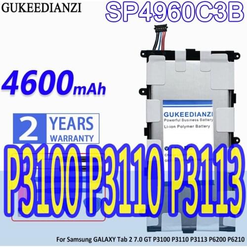 High Capacity GUKEEDIANZI Battery SP4960C3B 4600mAh For Samsung GALAXY Tab 2 7.0 GT P3100 P3110 P3113 P6200 P6210 Tab2 7.0