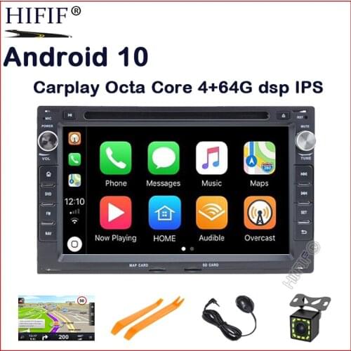 Car Multimedia Player Android 10 2 Din Stereo System For VW/Volkswagen/Passat/Golf/Peugeot 307 Octa Core 4GB RAM Wifi USB DVD