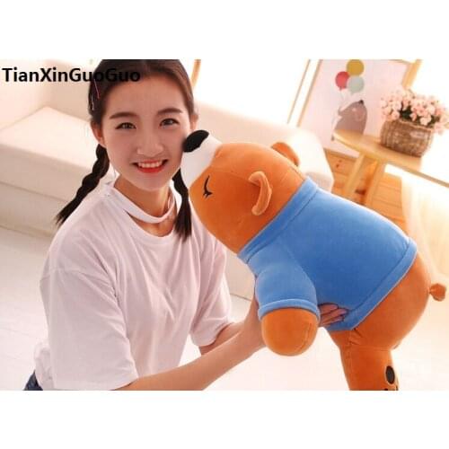 Large 60cm dressed cloth cartoon brown bear plush toy soft doll throw pillow birthday gift b2089