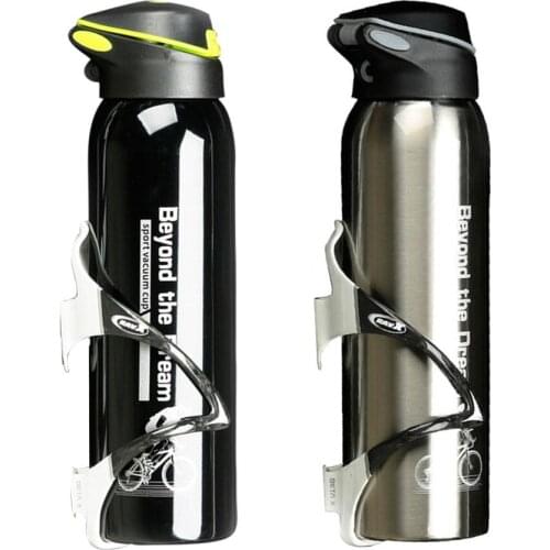 500ml Black Mountain Bike Bicycle Water Bottle Cycling Drink Bottle Cup Kettle Stainless
