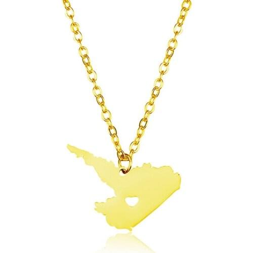 New Labrador Map Necklace Gold Silver Color Stainless Steel Labrador Map Heart Pendant Necklace Map Memorial Jewellery