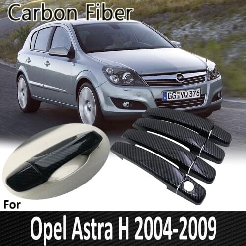 Black Carbon Fiber for Opel Astra H 2004~2009 Vauxhall Holden 2005 2006 2007 2008 Door Handle Cover Sticker Car Accessories