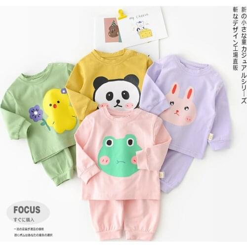 Baby girl boy cute cartoon animal pajamas spring autumn clothing set kids soft cotton clothes sets