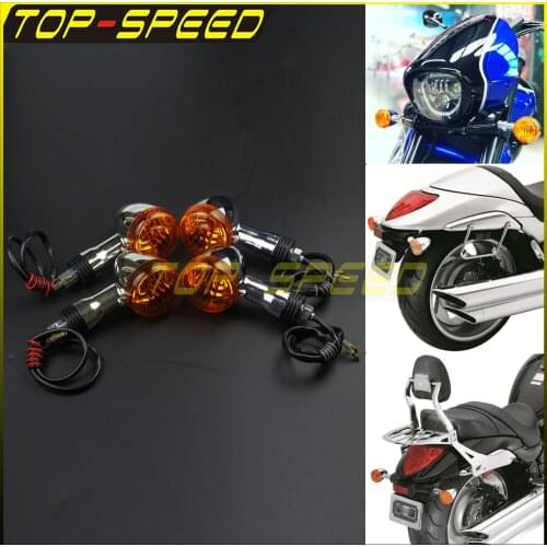 For Suzuki Boulevard M109R VZR1800 2 Pairs Turn Signal Light Amber Lens Chrome Housing Indicator Blinker Front Tail Flasher