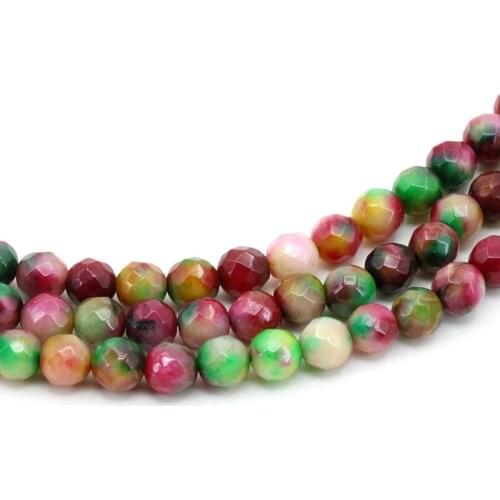 Double color chalcedony red&green faceted 6mm round loose beads 15" DIY suitable making design bracelet&necklace