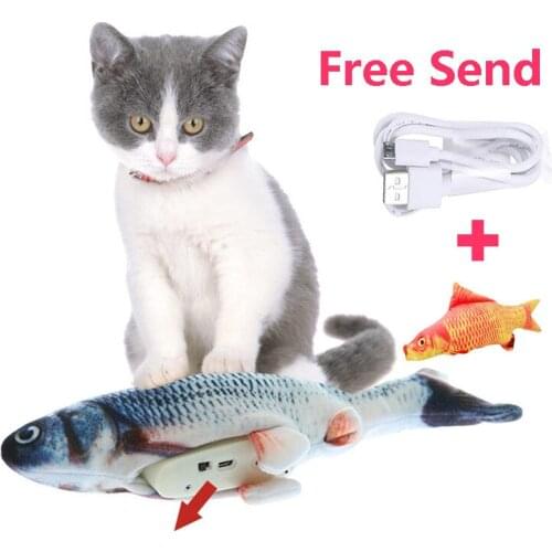 30CM Electronic Pet Cat Toy Electric USB Charging Simulation Fish Toys for Dog Cat Chewing Playing Biting Free Send A Fish