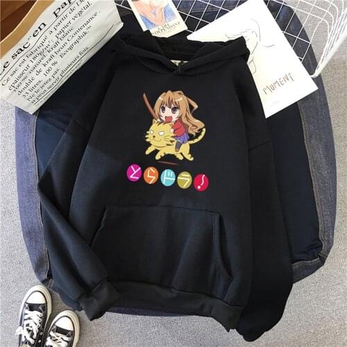Fleece Hooded Sweatshirts Toradora Print Autumn Spring Man Casual Loose Fleece Hoodies 2021 New Arrival Graphic Streetwear Tops