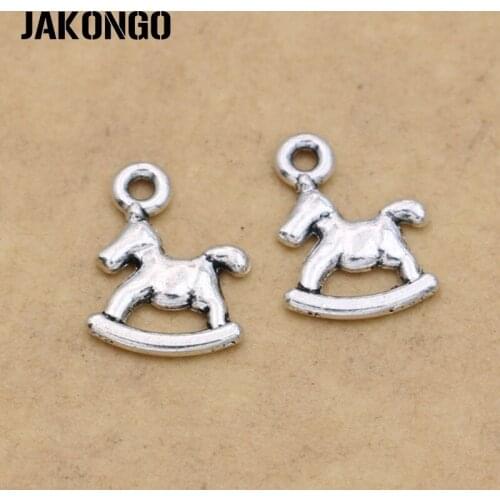 JAKONGO Antique Silver Plated Trojan Charm Pendants for Jewelry Making Bracelet Accessories DIY 14x10mm 20pcs/lot