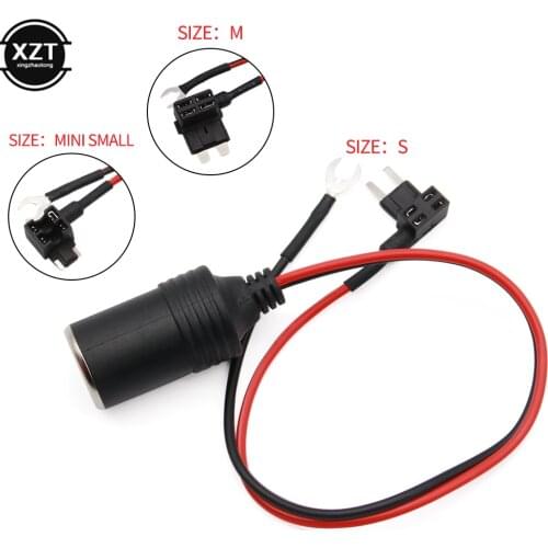 Pure Copper Car Cigarette Lighter Charger Cable Female Socket Plug Connector Adapter Cable Fuse Siza S M Mini