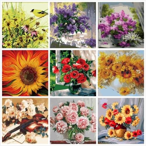 Still Flowers Painting By Numbers For Adults Kits Hand Painted Decor Drawing Canvas DIY Oil Coloring Paint Pictures By Numbers