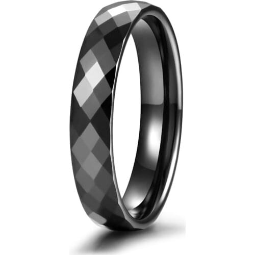 Eamti 4/6mm Black Ceramic Ring For Woman Man Pink Hand Cut Top Quality Jewelry Without Scratches Women Rings Allergy Free